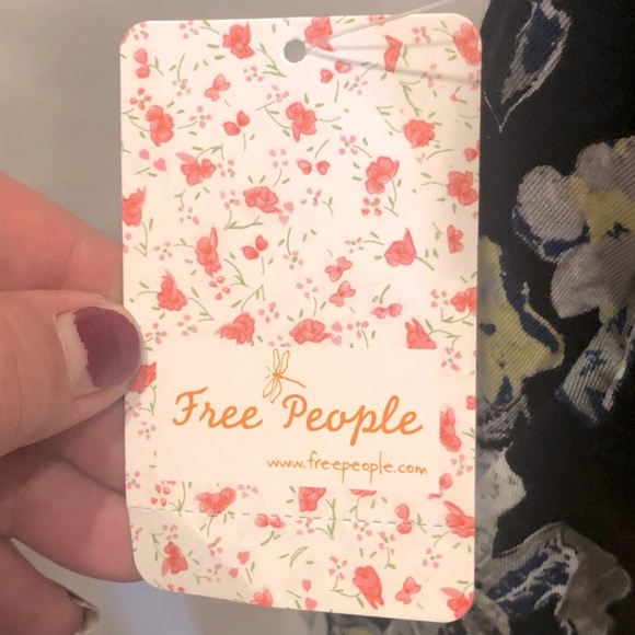 Free People black & green cold shoulder floral top - Picture 11 of 15